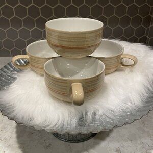 NWOT Denby RETIRED Caramel Stripes Tea/coffee Mug Set